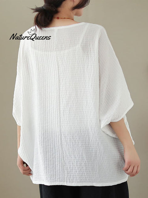 Loose Short Sleeve Cotton Linen T-shirt
