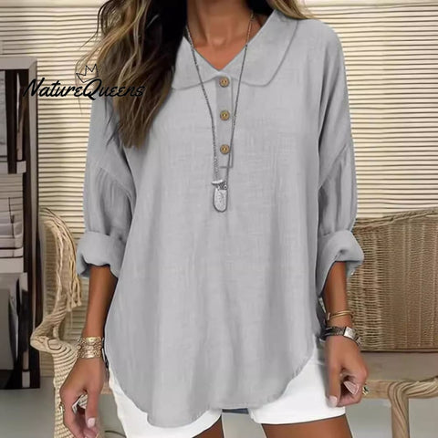 Casual Lapel Button Long Sleeve Shirt Top