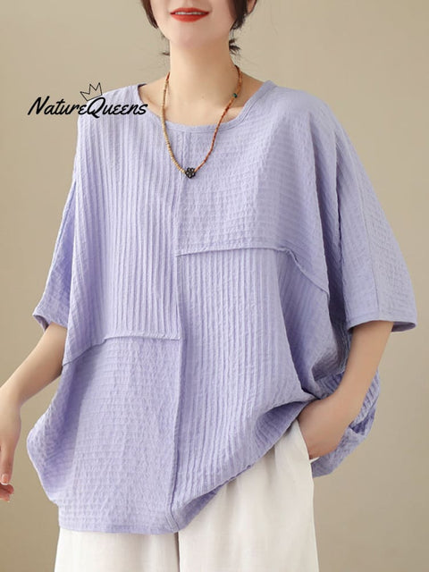 Loose Short Sleeve Cotton Linen T-shirt
