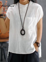 Ladies Casual Sleeveless Shirt With Stand Collar Button Design White / M