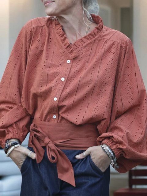 Ernestine Lace Cotton and Linen Shirt