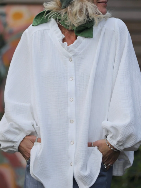 Ernestine Lace Cotton and Linen Shirt