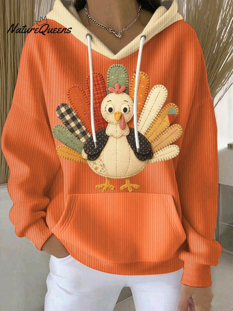 Women's Thanksgiving Print Comfort Hooded Sweatshirt