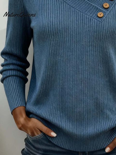 Women'S Casual Solid Color Button-Down Sweater