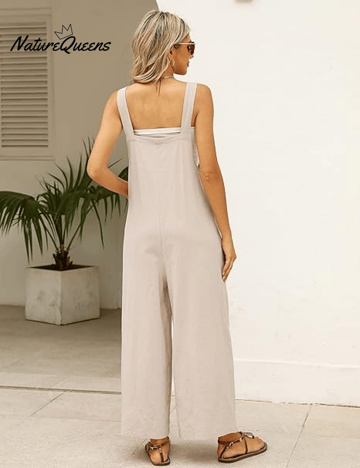 Women's Summer Cotton Linen Overalls â€?Adjustable & Relaxed Fit Jumpsuit