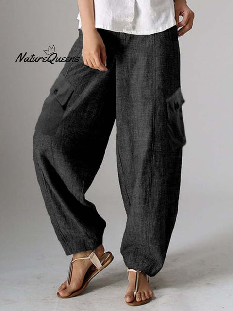 Fashion With Pockets Straight Leg Cargo Pants Black / S