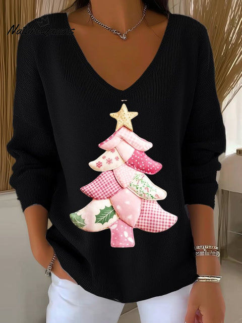 Women's casual Christmas skull knitted top