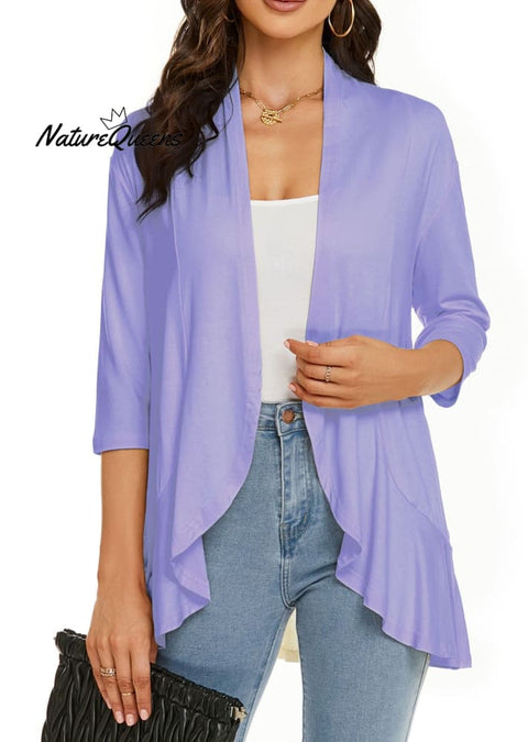 Women’s Casual Lightweight Open Front Cardigans Lavender / S (Uk6 - 8)