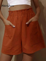 Women’s Pure Color Casual Cotton Shorts Orange / S