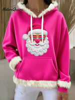 Women's Christmas Santa Print Hooded Sweatshirt