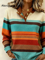 Women'S Casual Color Block Printed Pullover Sweatshirt