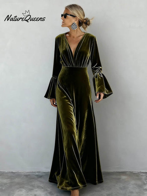 Women's Casual Solid Color Long-Sleeved Dress