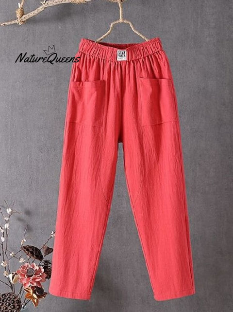 Casual Plain Natural Ankle Pants Straight Pants