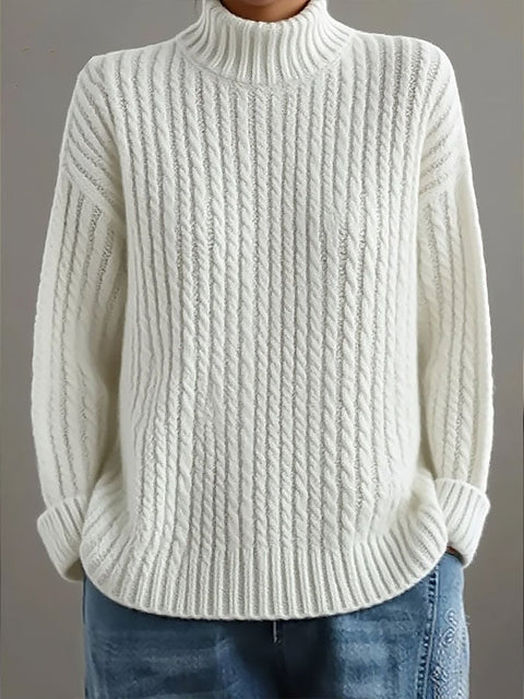 Women'S Casual Turtleneck Long Sleeve Solid Color Sweater