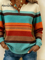 Women'S Casual Color Block Printed Pullover Sweatshirt