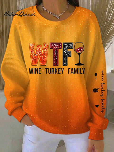 Women's Thanksgiving Turkey Family Print Sweatshirt