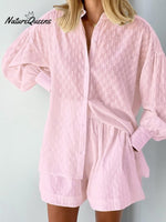 Women's European And American Shirts With Flowers Bubble Sleeve Temperament, Shorts, Shorts, Commute Design Sense