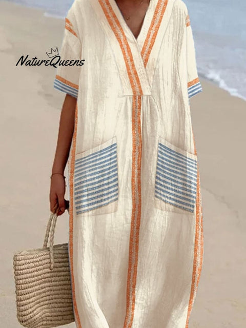 Women's Casual Striped Graphic Print Loose Dress
