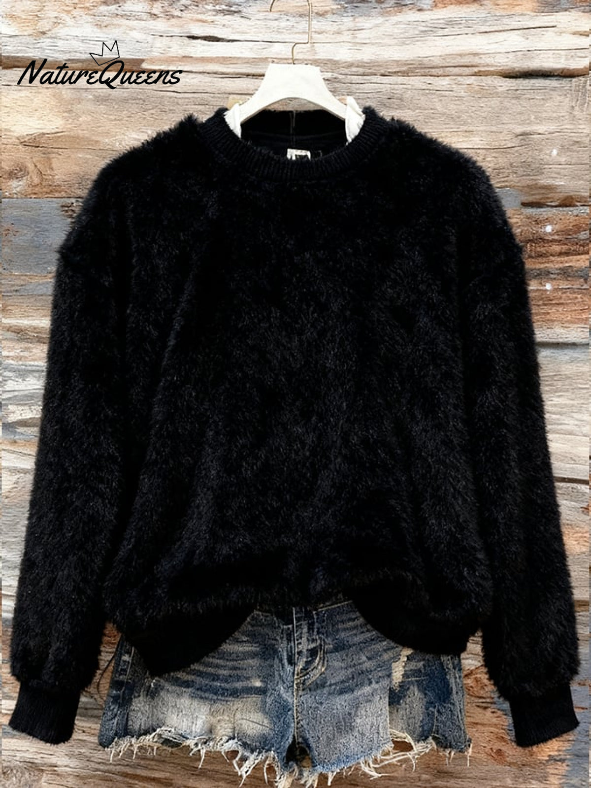 Women's Casual Solid Color Flannel Long Sleeve Sweatshirt