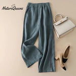 Summer Thin Cotton Linen Wide - Leg Pants Blue / S