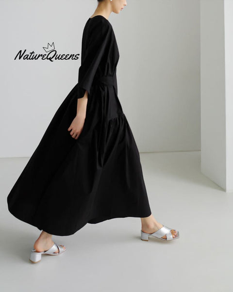 Urban Style Bow Lace-Up Midi Dress