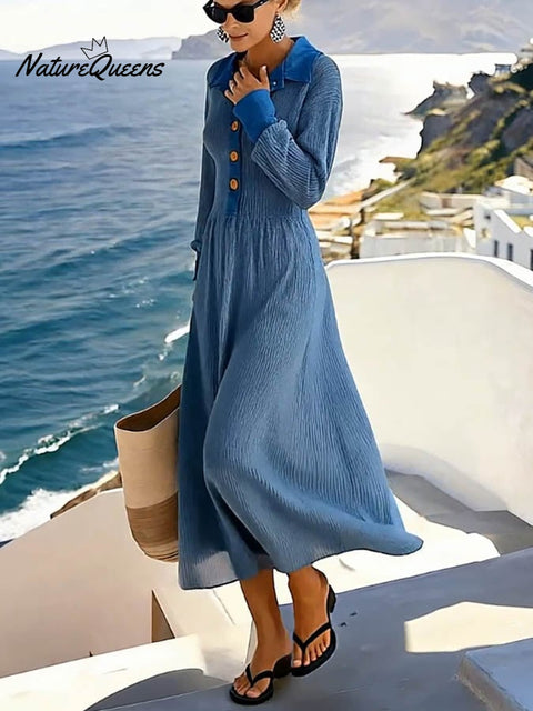 Women's Casual Solid Color Long-Sleeved Dress