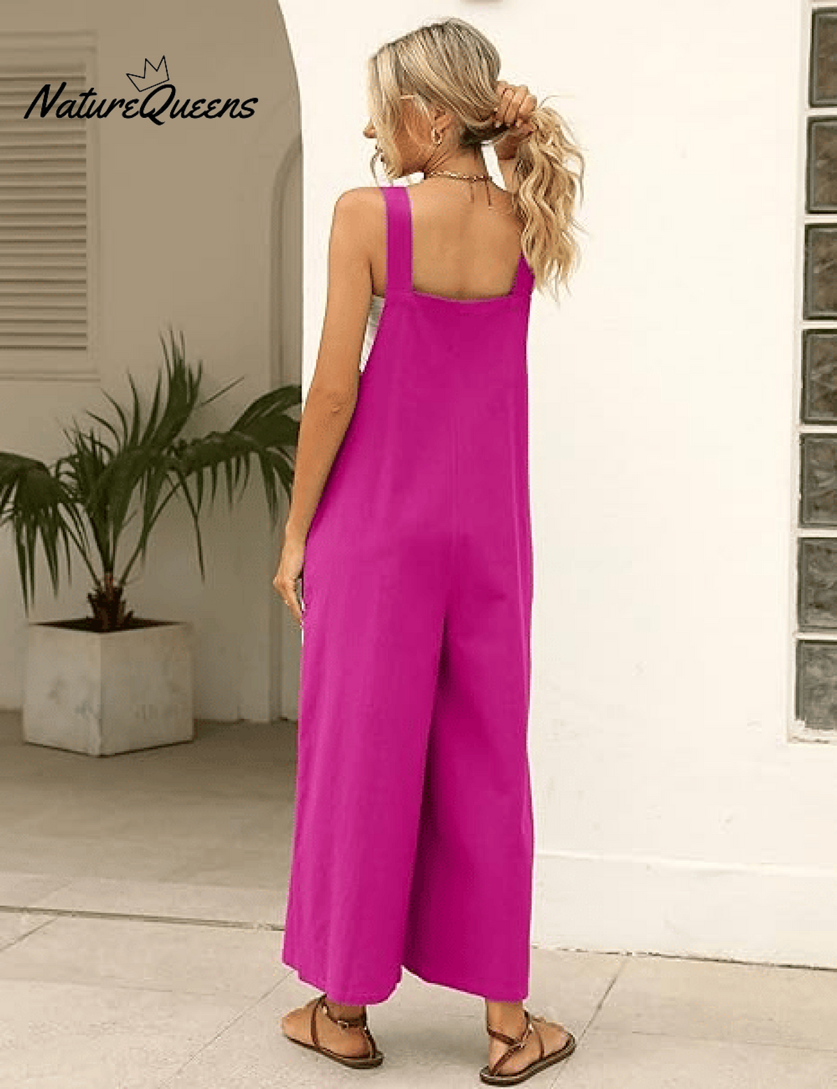 Women's Summer Cotton Linen Overalls â€?Adjustable & Relaxed Fit Jumpsuit