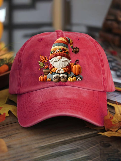 Autumn  Dwarf Pumpkin Art  Print Casual Hats