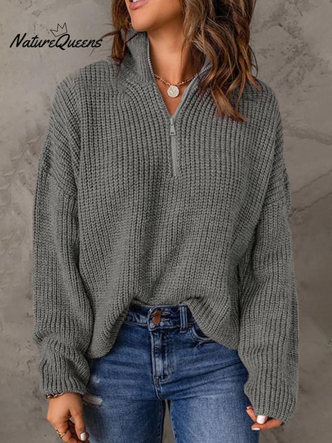 Women's Knit Zipper Sweatshirt