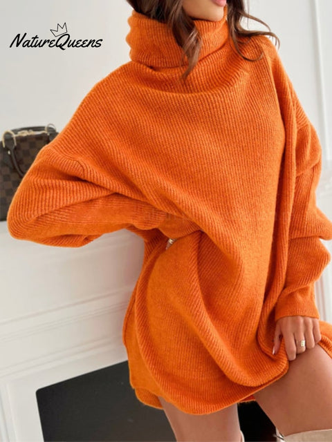 Women'S Orange Turtleneck Sweater