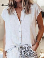 Cotton&Linen Loose Lapel Blouse