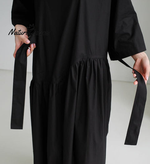 Urban Style Bow Lace-Up Midi Dress