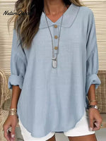 Casual Lapel Button Long Sleeve Shirt Top