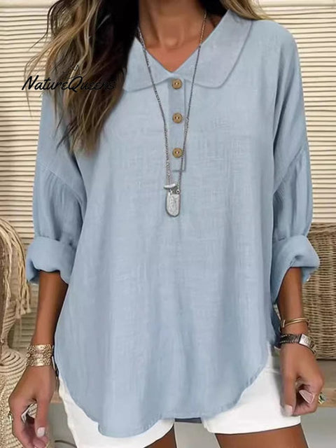 Casual Lapel Button Long Sleeve Shirt Top