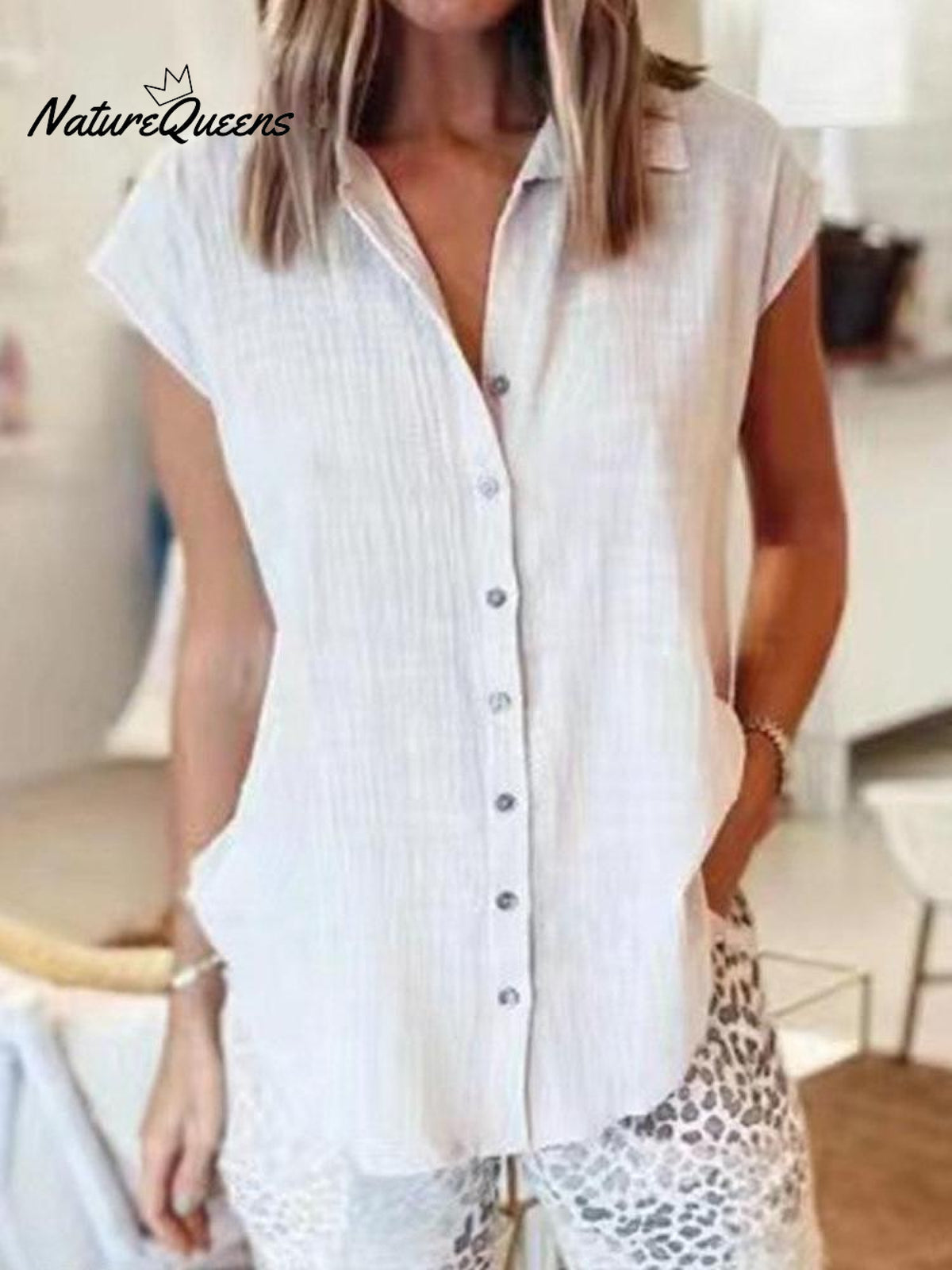 Cotton&Linen Loose Lapel Blouse