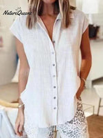 Cotton&Linen Loose Lapel Blouse