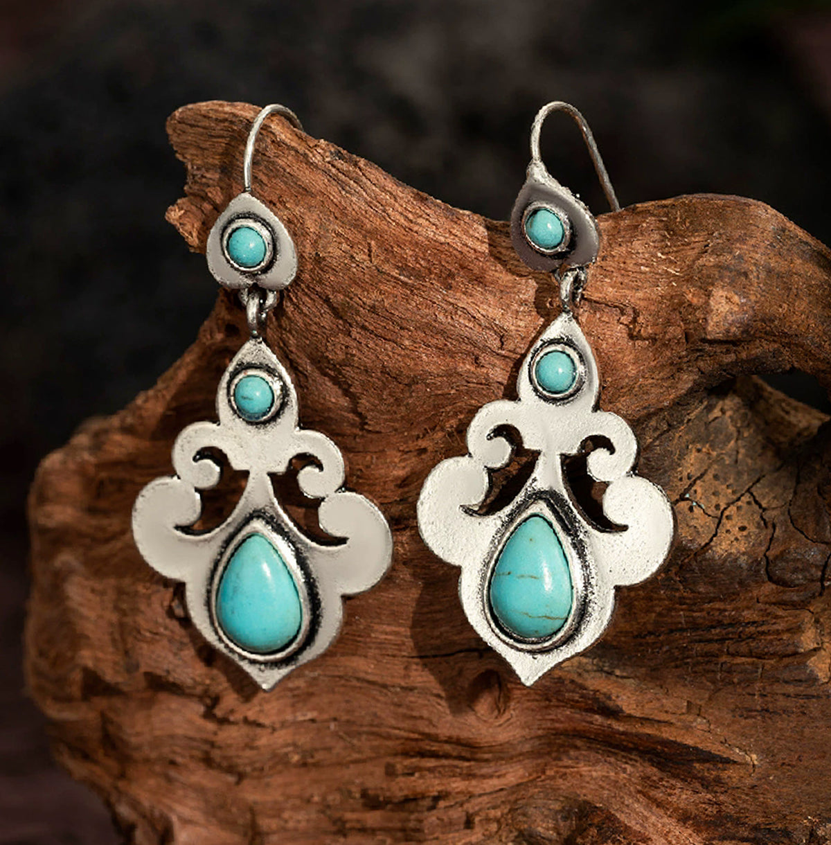 Vintage Hollowed Out Turquoise Earrings
