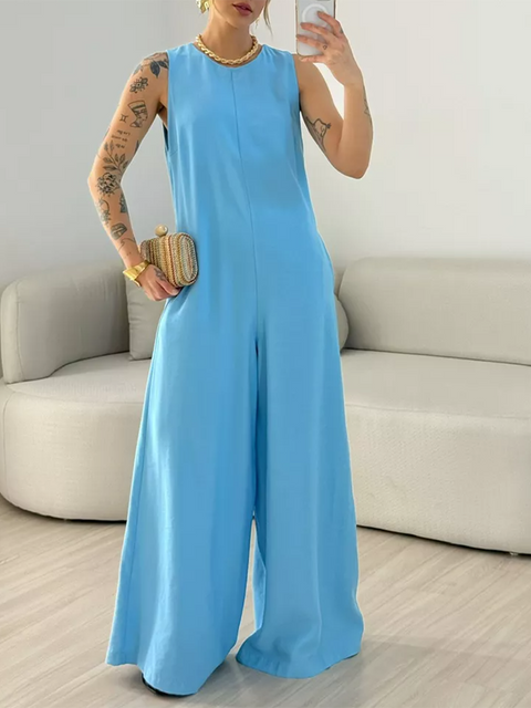 Women's Solid Color Loose Jumpsuit