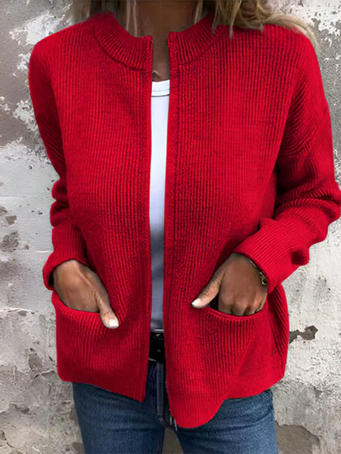 Women's Zippered Knit Pocket Jacket