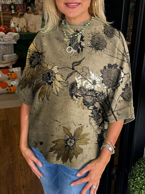 Casual Flower Pattern Top