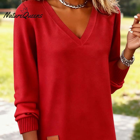 Women¡¯s Long Sleeve V-Neck Knit Dress