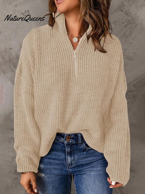 Women's Knit Zipper Sweatshirt