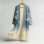 Japanese Plum Blossom Gradient Flowy Linen Long Kimono