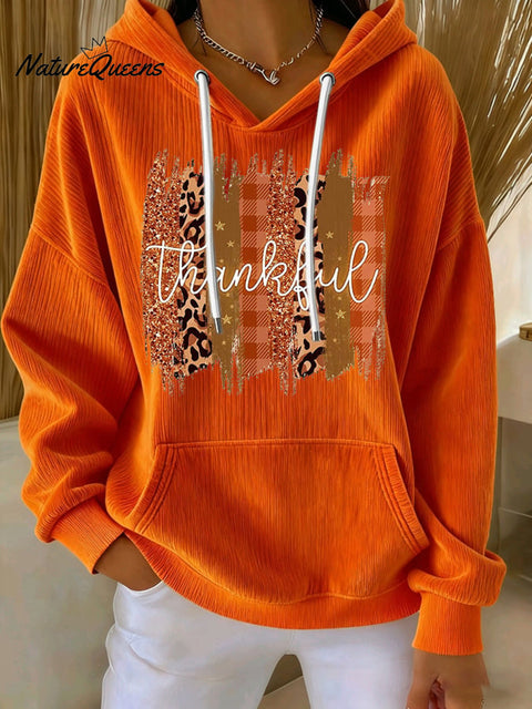 Women's Casual Autumn Thanksgiving Corduroy Hoodie