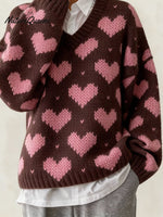 Women's Casual V-Neck Long-Sleeved Printed Sweater