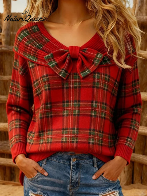 Women'S Casual Christmas Plaid Sweatshirt