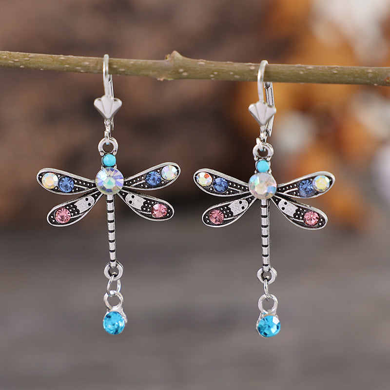 Color Diamond Dragonfly Earrings