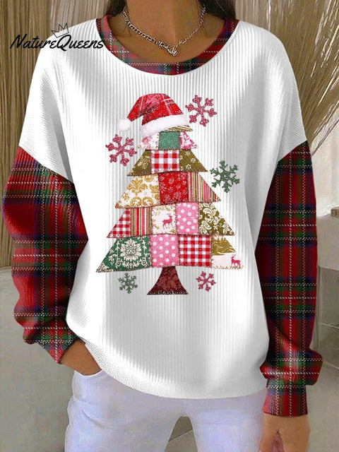 Women's casual Christmas tree texture sweatshirt