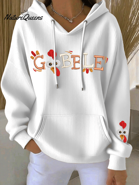 Women's Thanksgiving Print Casual Hooded Sweatshirt