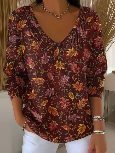 Women's Casual Autumn Print Long Sleeve T-shirt